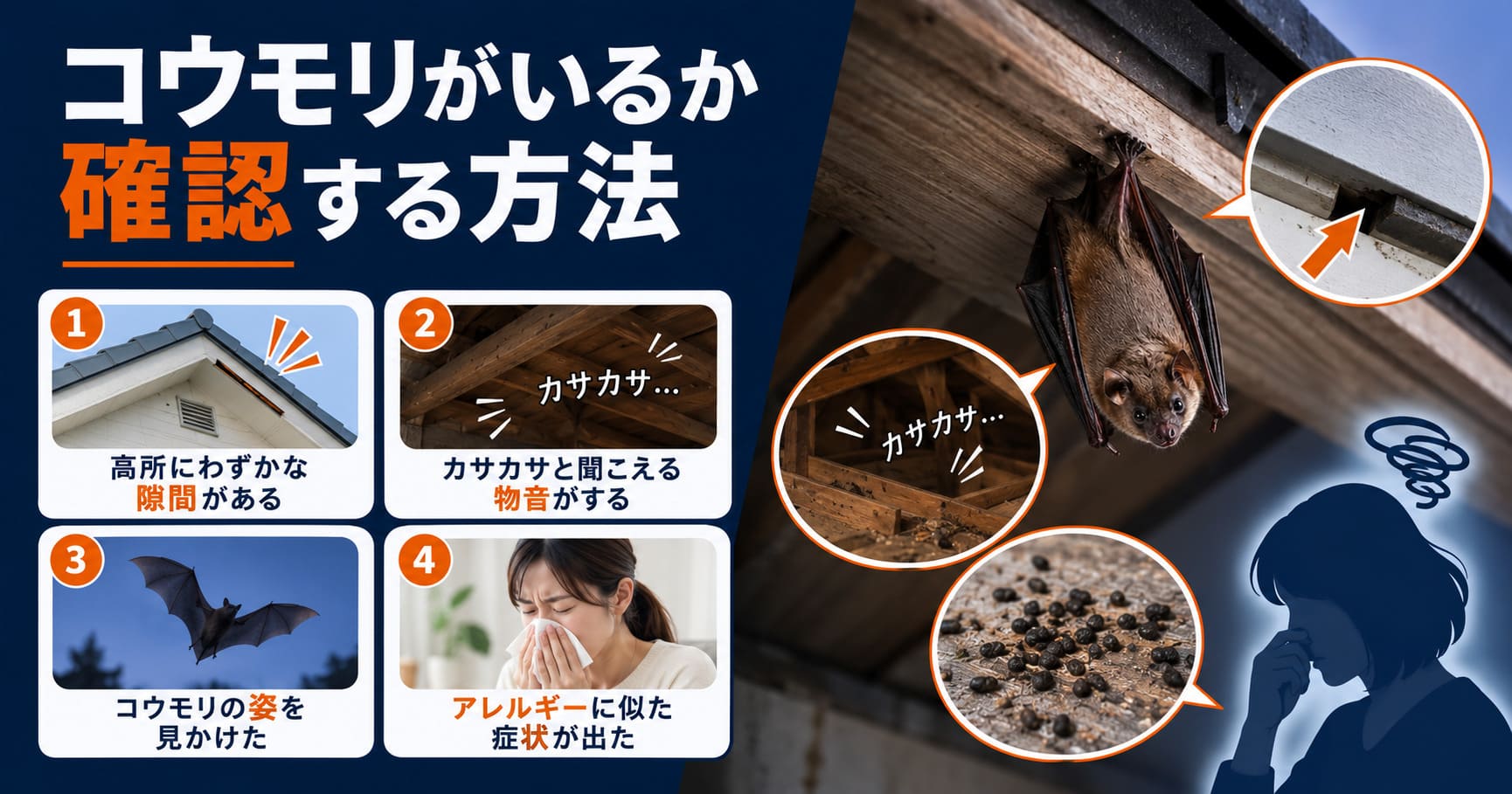 コウモリがいるか確認する方法