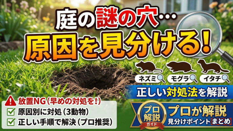 庭に謎の穴が…ネズミ・モグラ・イタチの見分け方と正しい対処法をプロが解説