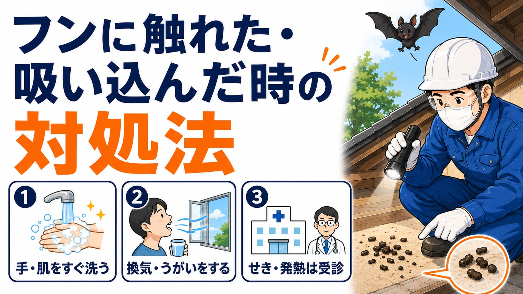 フンに触れた・吸い込んだ時の対処法