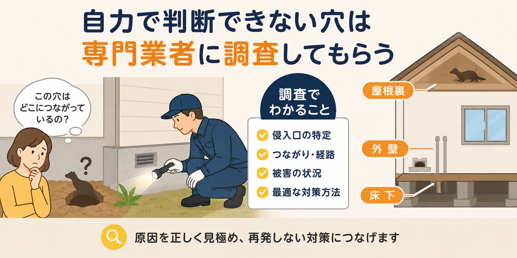 自力で判断できない穴は専門業者に調査してもらう