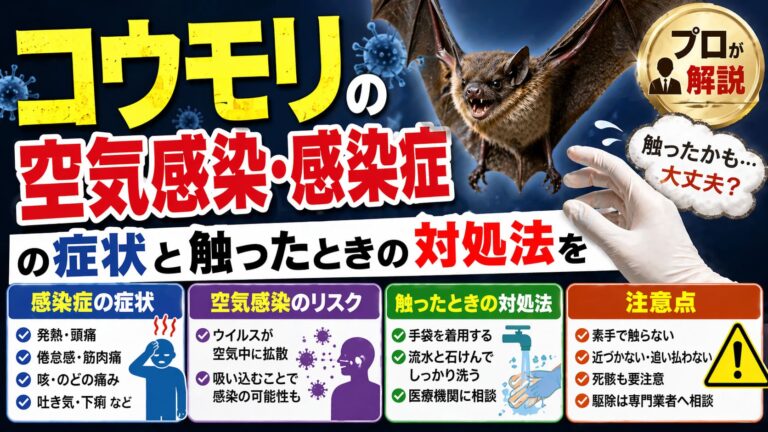 コウモリの空気感染・感染症の症状と触ったときの対処法をプロが解説