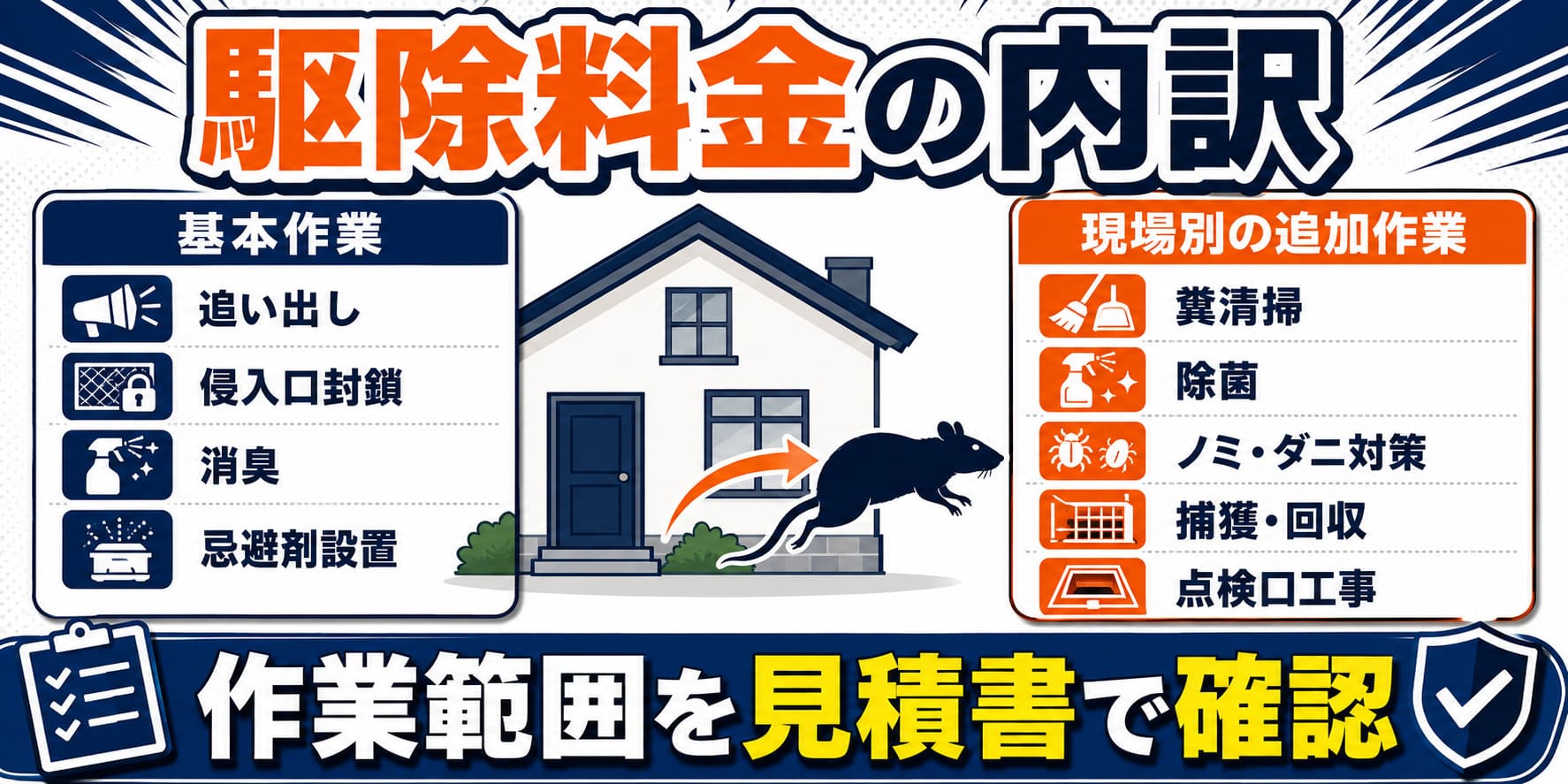 ネズミ駆除料金の内訳と追加作業の確認方法
