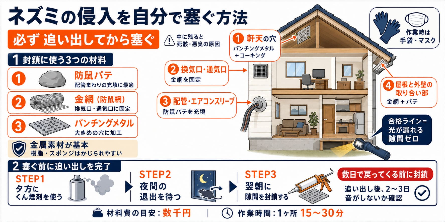 ネズミの侵入を自分で塞ぐ方法