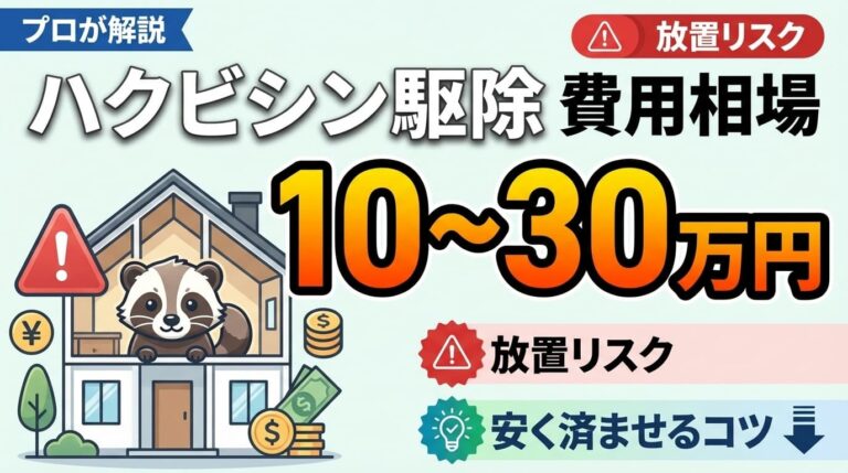 ハクビシン駆除の費用相場は10〜30万円！放置リスクと安く済ませるコツ