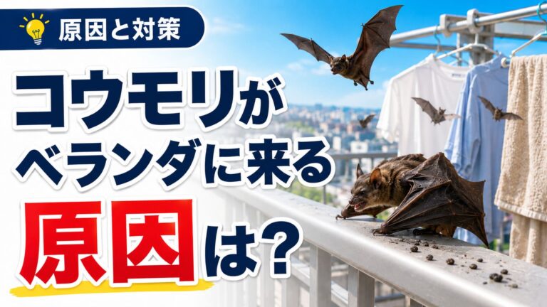 コウモリがベランダに来る原因と追い出す方法を解説！フン・洗濯物の被害も