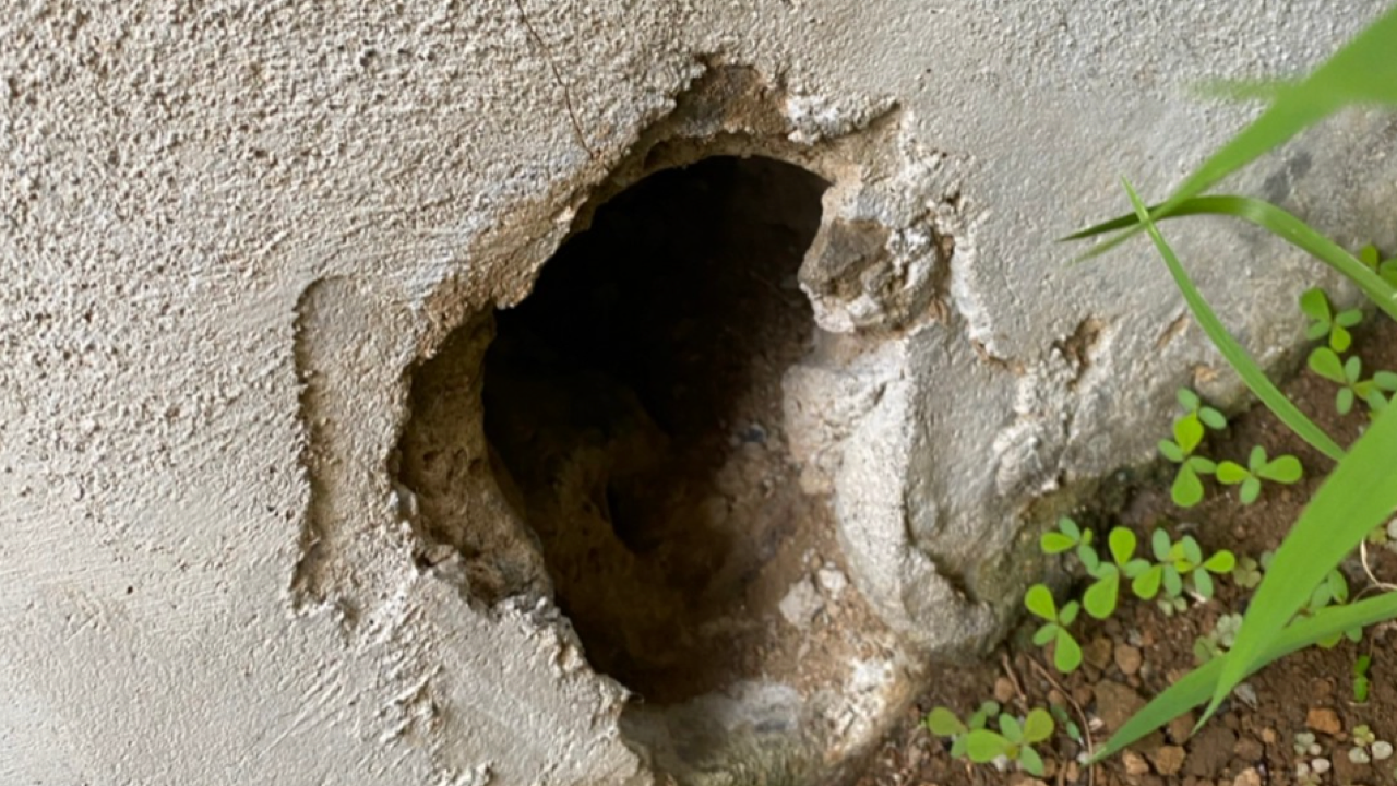 外壁に生じた穴