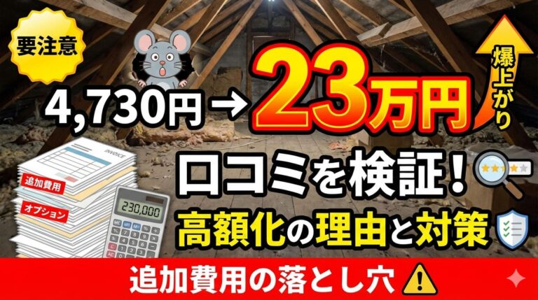 みんなのネズミ駆除屋さんの口コミを検証！4,730円が23万円になった理由と対策