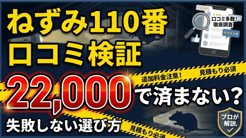 ねずみ110番の口コミ検証！22,000円で済まない理由と失敗しない選び方