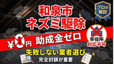 【和泉市】ネズミ駆除｜市役所対応不可・助成金ゼロ！失敗しない業者選びを解説