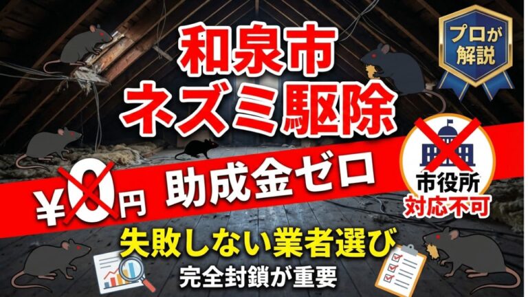 【和泉市】ネズミ駆除｜市役所対応不可・助成金ゼロ！失敗しない業者選びを解説