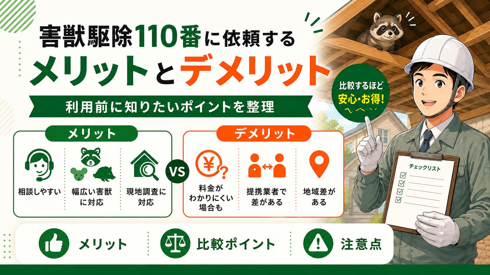 害獣駆除110番に依頼するメリットとデメリット