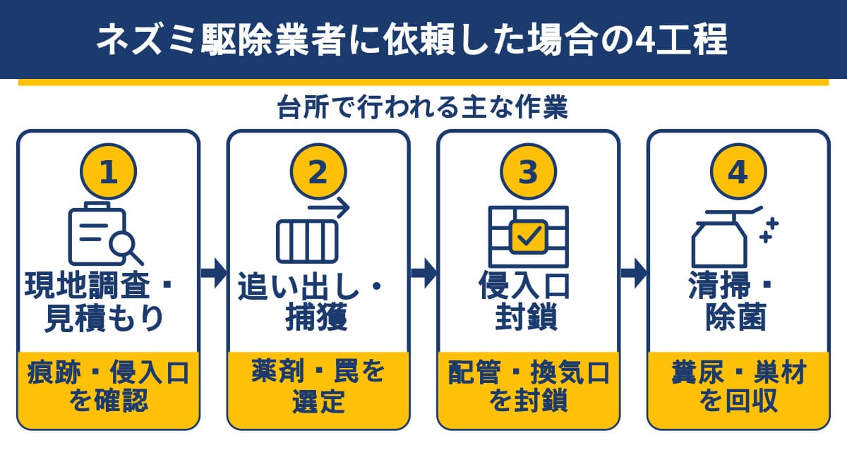 ネズミ駆除業者に依頼した場合の4工程